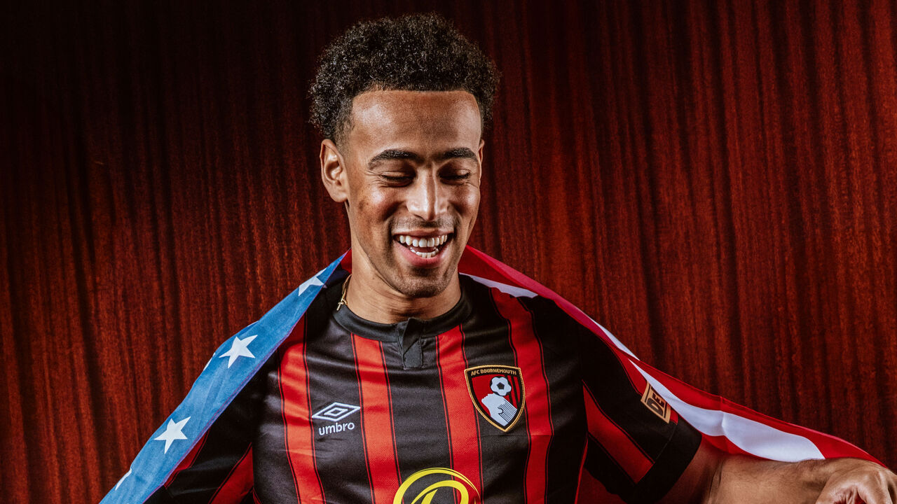 LONDON, ENGLAND - AUGUST 19: AFC Bournemouth unveil new signing Tyler Adams on August 19, 2023 in London, England.