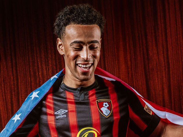 LONDON, ENGLAND - AUGUST 19: AFC Bournemouth unveil new signing Tyler Adams on August 19, 2023 in London, England.