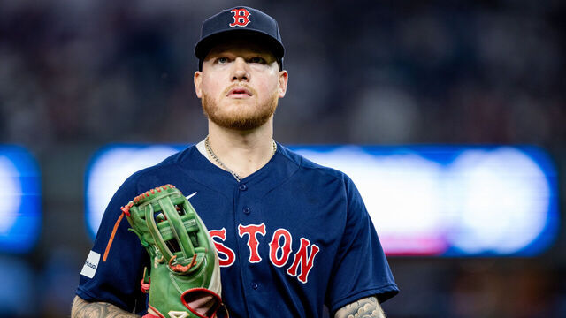 BRONX, NY - AUGUST 18: Boston Red Sox Outfield Alex Verdugo (99) walks off the field during the MLB professional baseball game between the Boston Red Sox and New York Yankees on August 18, 2023 at Yankee Stadium in Bronx, NY.
