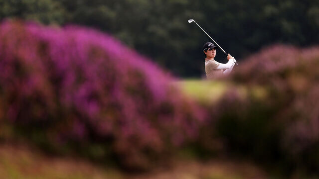 TADWORTH, ENGLAND - AUGUST 10: Yuka Saso of Japan plays her second shot on the 15th hole on Day One of the AIG Women's Open at Walton Heath Golf Club on August 10, 2023 in Tadworth, England.