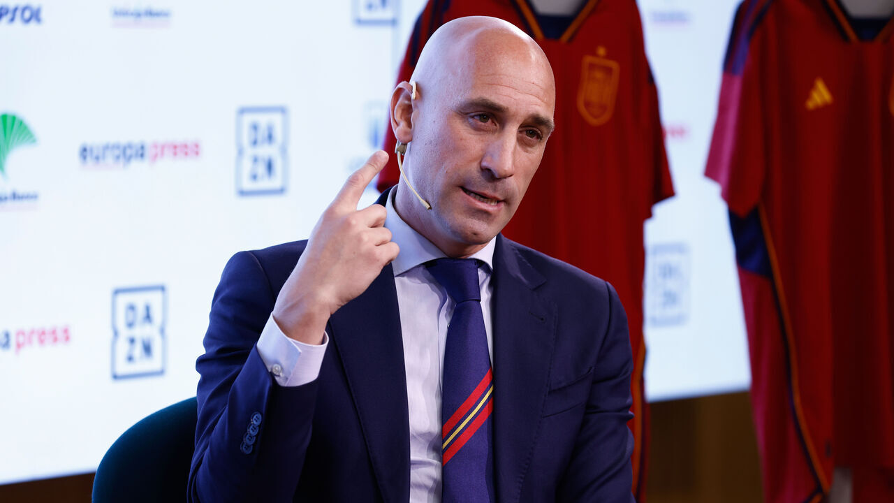 MADRID, SPAIN - FEBRUARY 14: Luis Rubiales attends during the Desayunos Deportivos Europa Press for Luis Rubiales, President of the RFEF, celebrated at Castellana 81 on February 14, 2023, in Madrid, Spain.