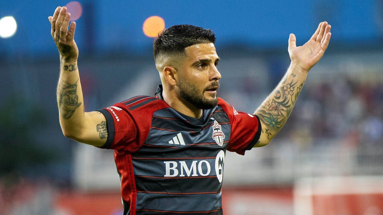 Lorenzo Insigne of Toronto FC interacts with fans before taking a corner kick during the 2023 Major League Soccer MLS match between Toronto FC and Nashville SC at BMO Field in Toronto, Canada on June 10, 2023.
