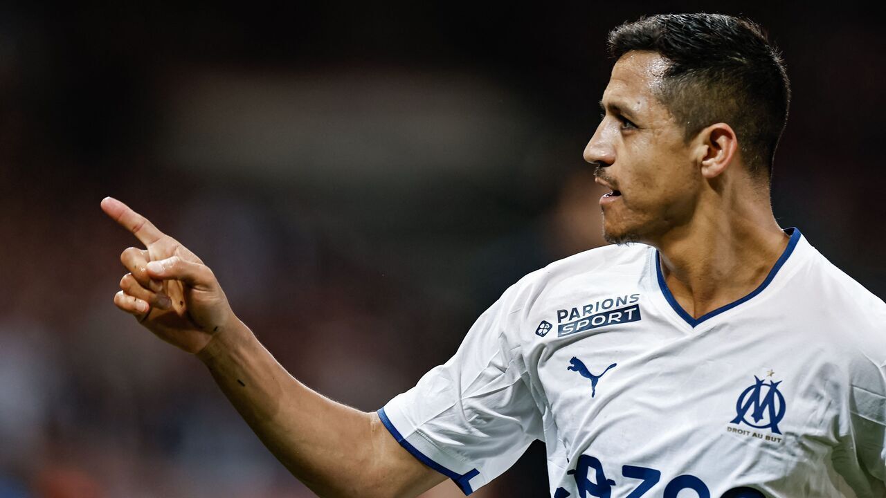 Marseille's Chilean forward Alexis Sanchez gestures during the French L1 football match between Lille LOSC and Olympique Marseille (OM) at the Pierre-Mauroy stadium in Villeneuve-d'Ascq, northern France, on May 20, 2023.
