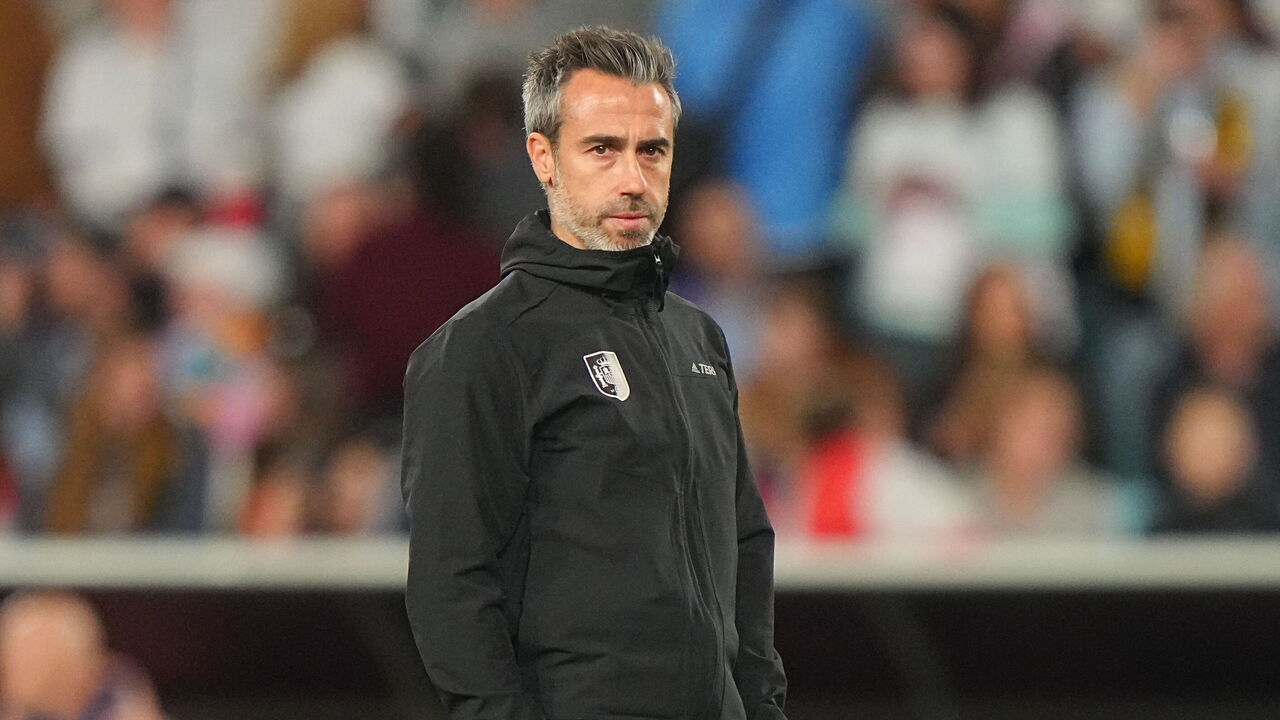 Soccer: FIFA World Cup: Spain coach Jorge Vilda looks on vs England during the Final match at Stadium Australia. Sydney, Australia 8/20/2023 CREDIT: Erick W. Rasco (Set Number: X164402 TK1)
