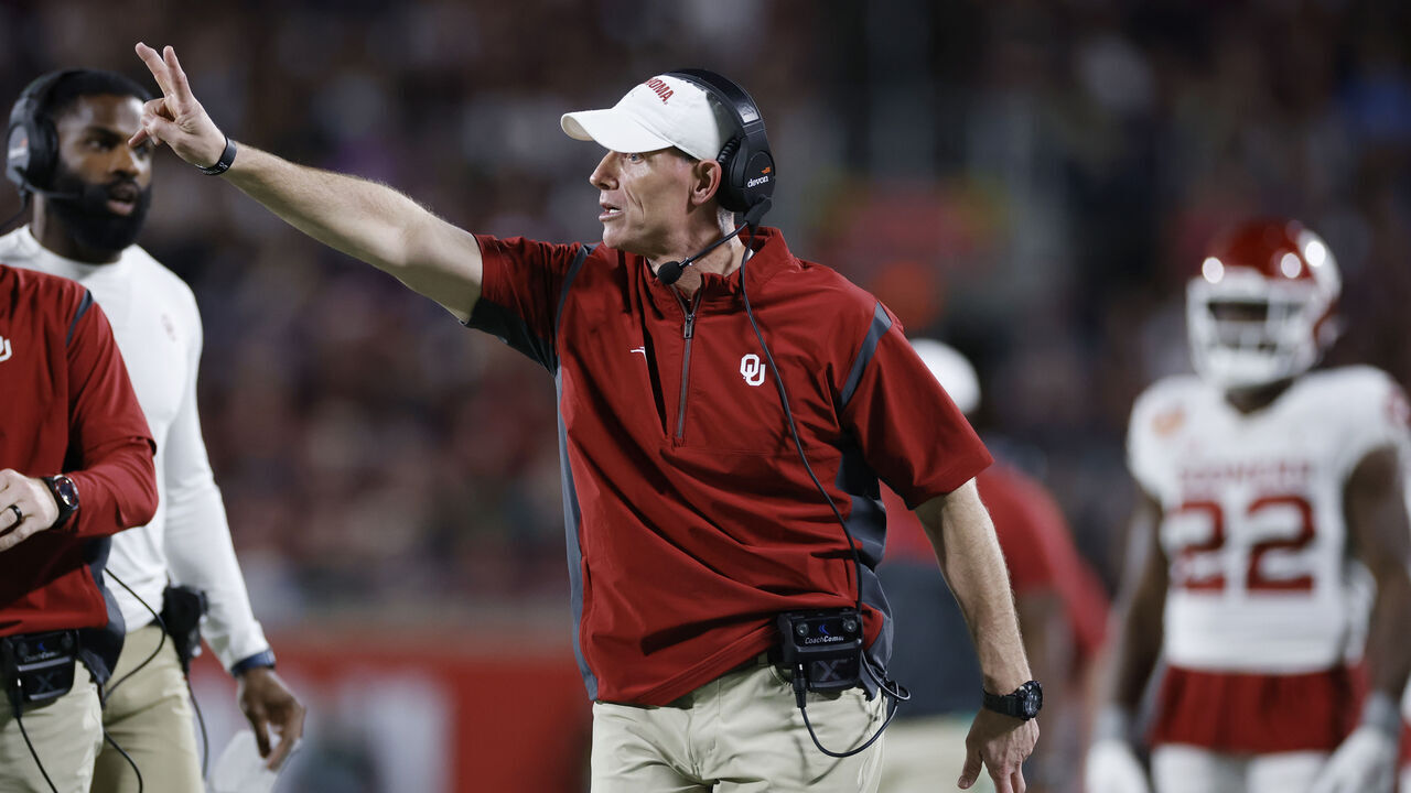 ORLANDO, FL - DECEMBER 29: Oklahoma Sooners head coach Brent Venables reacts during the Cheez-It Bowl against the Florida State Seminoles on December 29, 2022 at Camping World Stadium in Orlando, Florida.