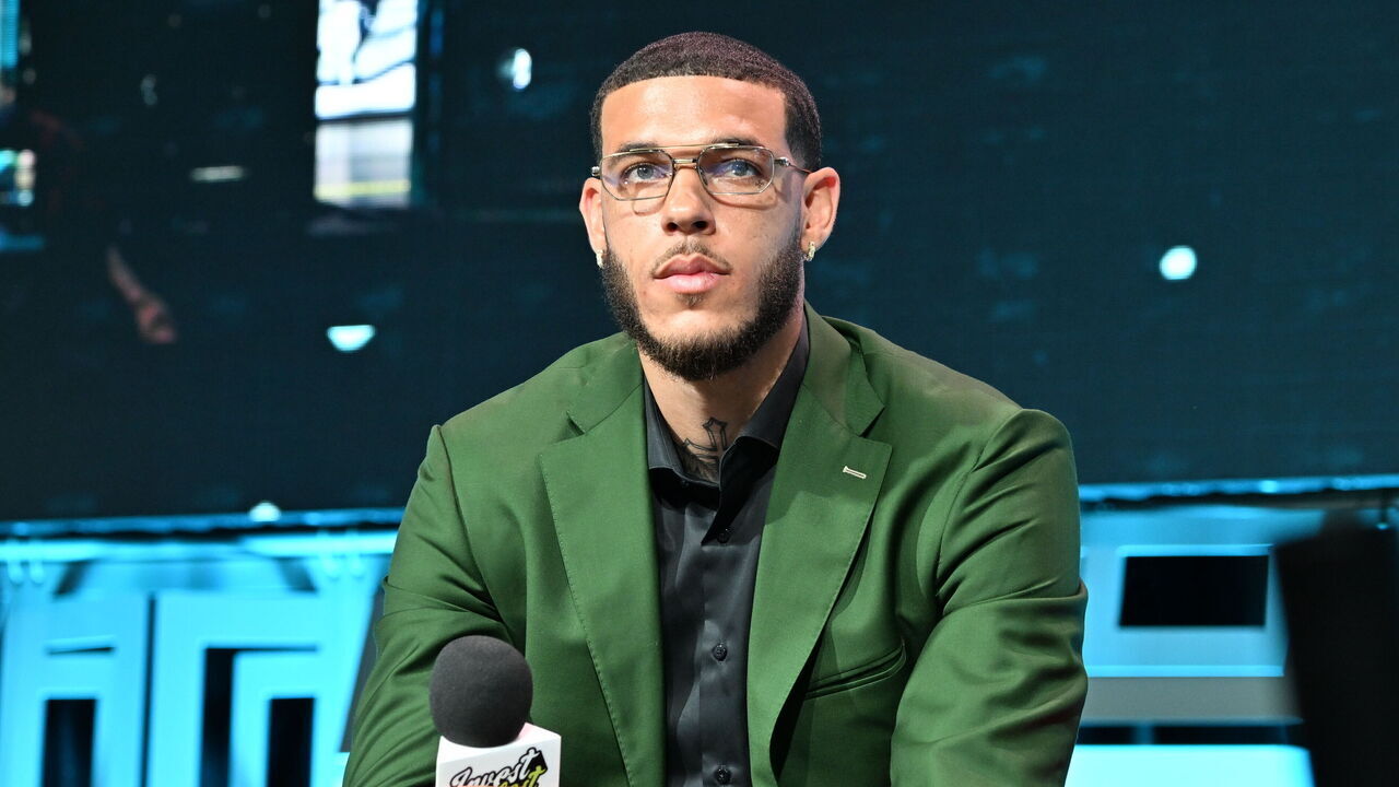 ATLANTA, GEORGIA - AUGUST 26: Lonzo Ball onstage during Day 1 of 2023 Invest Fest at Georgia World Congress Center on August 26, 2023 in Atlanta, Georgia.