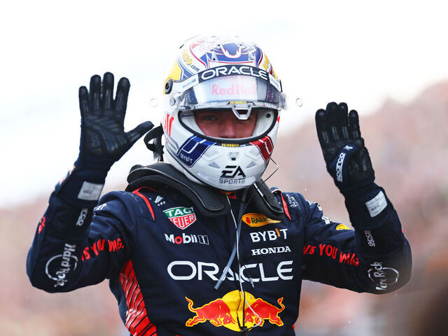 ZANDVOORT, NETHERLANDS - AUGUST 27: Race winner Max Verstappen of the Netherlands and Oracle Red Bull Racing celebrates in parc ferme during the F1 Grand Prix of The Netherlands at Circuit Zandvoort on August 27, 2023 in Zandvoort, Netherlands.