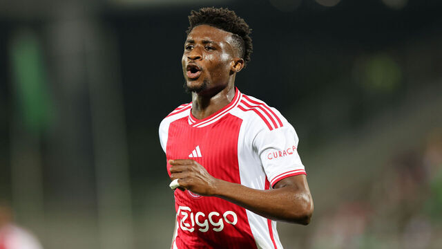 RAZGRAD, BULGARIA - AUGUST 24 : Mohammed Kudus of AFC Ajax scores his sides first goal during the UEFA Europa League Play-offs First Leg Match between Ludogorets and AFC Ajax at the Huvepharma Arena on August 24, 2023 in Razgrad, Bulgaria.