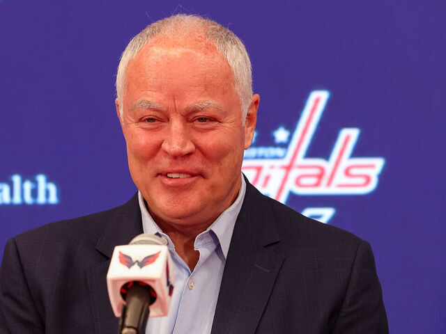 WASHINGTON, DC - JUNE 1: Brian MacLellan speaks during a press conference introducing the new head coach of the Washington Capitals, Spencer Carbery at District E on June 1, 2023 in Washington, D.C.