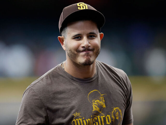 MILWAUKEE, WISCONSIN - AUGUST 26: Manny Machado #13 of the San Diego Padres during batting practice before the game against the Milwaukee Brewers at American Family Field on August 26, 2023 in Milwaukee, Wisconsin.
