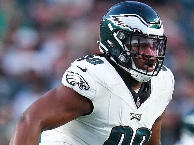 PHILADELPHIA, PENNSYLVANIA - AUGUST 17: Jalen Carter #98 of the Philadelphia Eagles in action against the Cleveland Browns during the preseason game at Lincoln Financial Field on August 17, 2023 in Philadelphia, Pennsylvania. The Browns tied the Eagles 18-18.