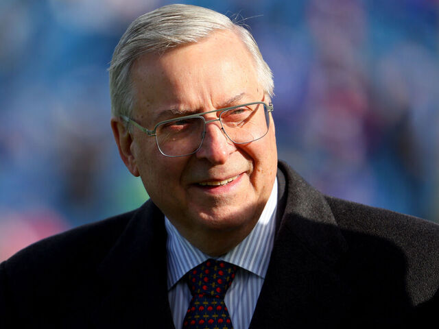 ORCHARD PARK, NEW YORK - JANUARY 15: Owner Terry Pegula of the Buffalo Bills looks on prior to a game against the Miami Dolphins in the AFC Wild Card playoff game at Highmark Stadium on January 15, 2023 in Orchard Park, New York.