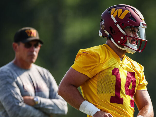 Washington Commanders quarterback Sam Howell during a pre-season game  News Photo - Getty Images