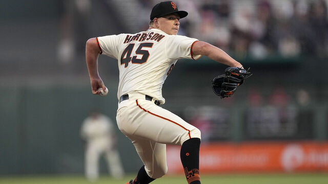SAN FRANCISCO, CALIFORNIA - AUGUST 28: Kyle Harrison #45 of the San Francisco Giants pitches against the Cincinnati Reds in the top of the second inning at Oracle Park on August 28, 2023 in San Francisco, California.