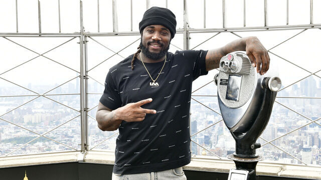 NEW YORK, NEW YORK - AUGUST 28: Dalvin Cook visits the Empire State Building on August 28, 2023 in New York City.