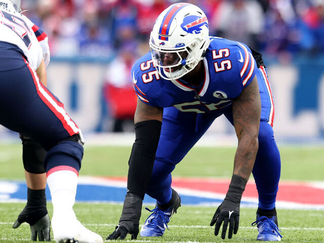 Buffalo Bills defensive end Boogie Basham (55) lines up during an