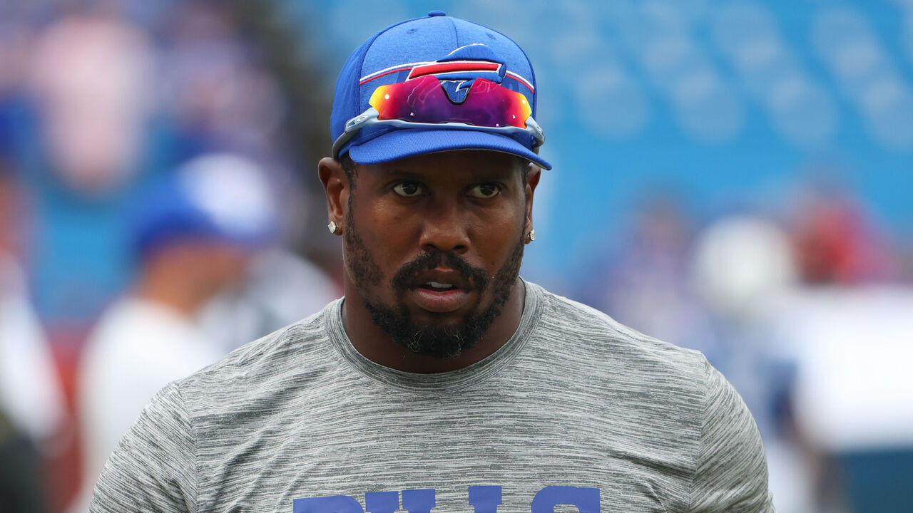 ORCHARD PARK, NEW YORK - AUGUST 12: Von Miller #40 of the Buffalo Bills on the field before a preseason game against the Indianapolis Colts at Highmark Stadium on August 12, 2023 in Orchard Park, New York.