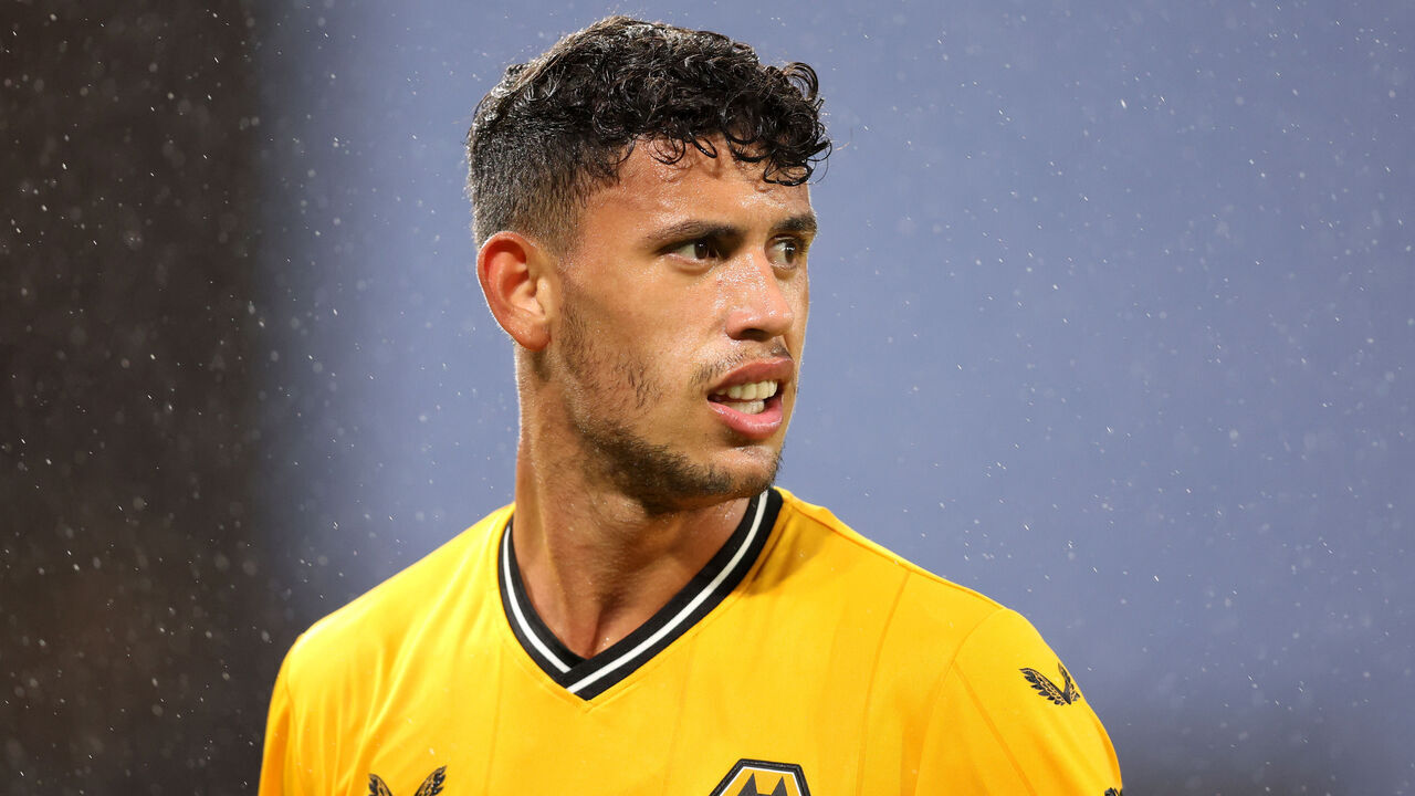 WOLVERHAMPTON, ENGLAND - AUGUST 02: Matheus Nunes of Wolverhampton Wanderers looks on during the pre-season friendly match between Wolverhampton Wanderers and Luton Town at Molineux on August 02, 2023 in Wolverhampton, England.