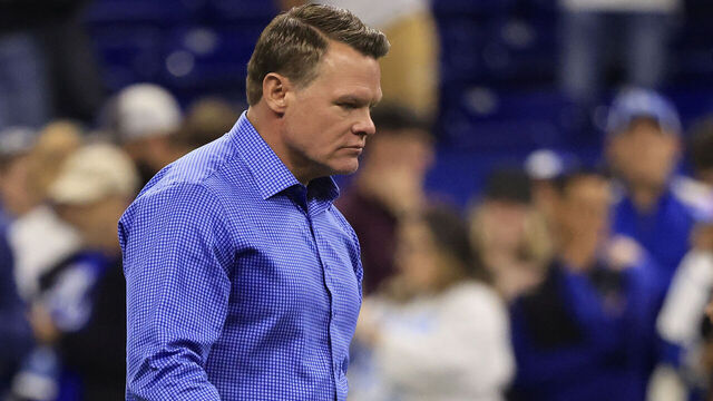 INDIANAPOLIS, INDIANA - OCTOBER 30: Indianapolis Colts general manager Chris Ballard on the field prior to the game against the Washington Commanders at Lucas Oil Stadium on October 30, 2022 in Indianapolis, Indiana.