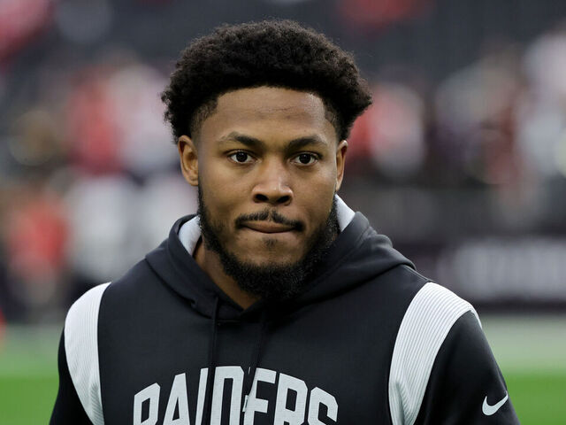 Josh Jacobs of the Las Vegas Raiders warms up prior to playing the News  Photo - Getty Images