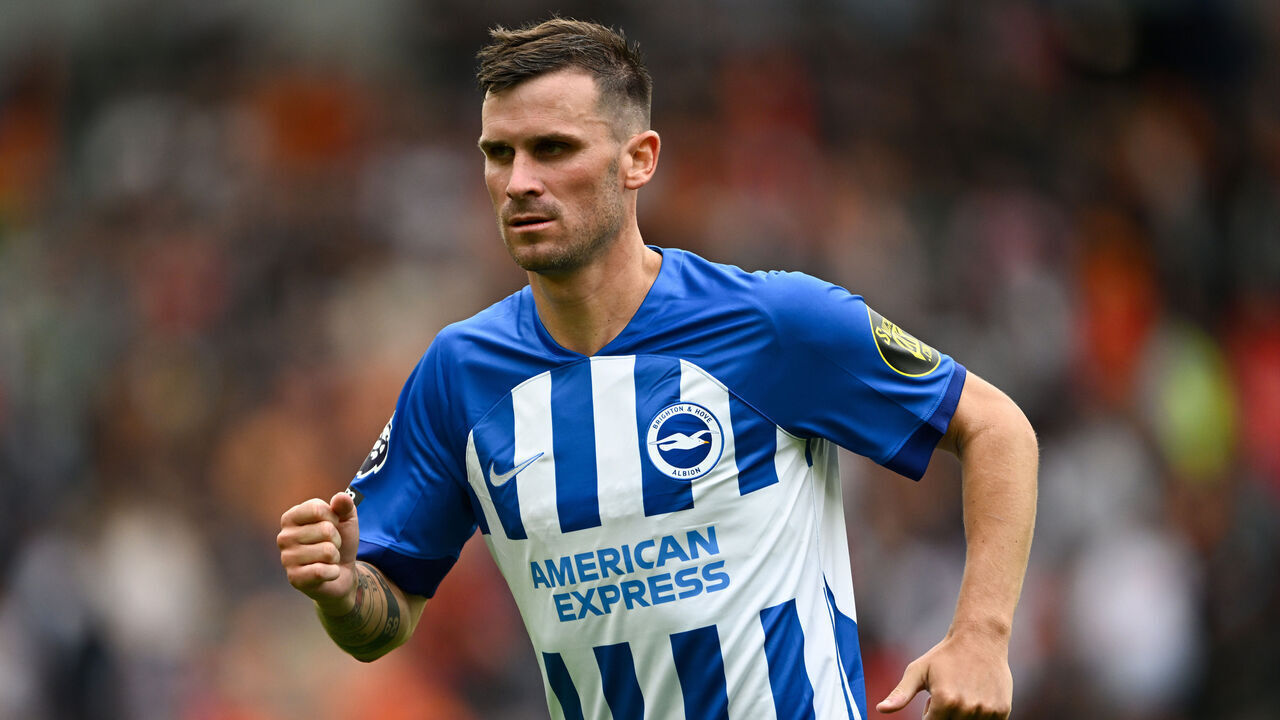 BRIGHTON, ENGLAND - AUGUST 12: Pascal Gross of Brighton in action during the Premier League match between Brighton & Hove Albion and Luton Town at American Express Community Stadium on August 12, 2023 in Brighton, England.