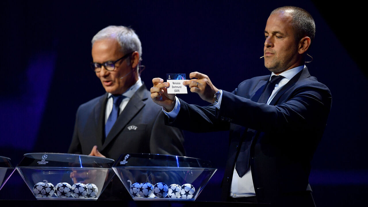 MONACO, MONACO - AUGUST 31: Special Guest Joe Cole draws out the name of Borussia Dormun during the UEFA Champions League 2023/24 Group Stage Draw at Grimaldi Forum on August 31, 2023 in Monaco, Monaco.