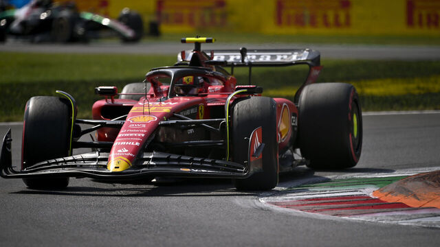 MONZA, ITALY - SEPTEMBER 2: Carlos Sainz of Spain driving for Ferrari F1 Team during qualifying ahead of the F1 Grand Prix of Italy at Autodromo di Monza on September 2, 2023 in Monza, Italy.