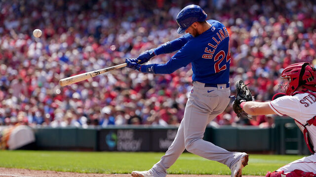 CINCINNATI, OHIO - SEPTEMBER 03: Cody Bellinger #24 of the Chicago Cubs hits a home run in the sixth inning against the Cincinnati Reds at Great American Ball Park on September 03, 2023 in Cincinnati, Ohio.