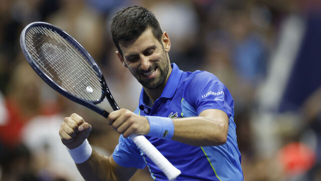 NEW YORK, NEW YORK - SEPTEMBER 03: Novak Djokovic of Serbia celebrates after defeating Borna Gojo of Croatia in their Men's Singles Fourth Round match on Day Seven of the 2023 US Open at the USTA Billie Jean King National Tennis Center on September 03, 2023 in the Flushing neighborhood of the Queens borough of New York City.