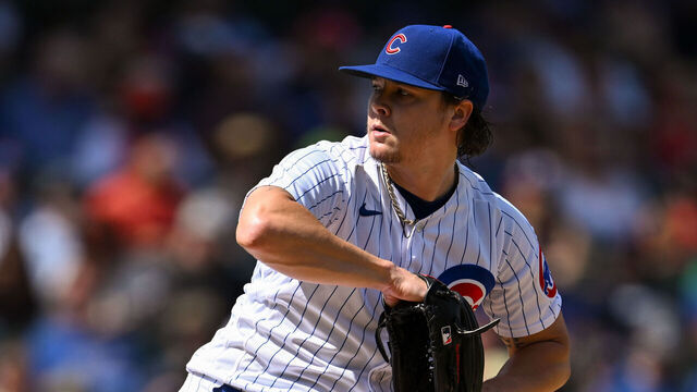 CHICAGO, ILLINOIS - SEPTEMBER 04: Starting pitcher Justin Steele #35 of the Chicago Cubs pitches in the first inning against the San Francisco Giants at Wrigley Field on September 04, 2023 in Chicago, Illinois.