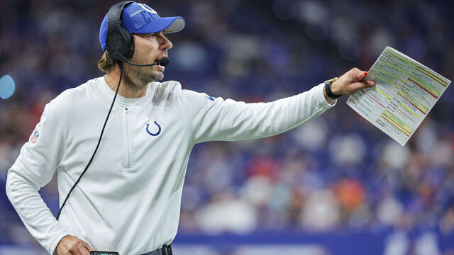 INDIANAPOLIS, INDIANA - AUGUST 19: Head coach Shane Steichen of the Indianapolis Colts is seen during the preseason game against the Chicago Bears at Lucas Oil Stadium on August 19, 2023 in Indianapolis, Indiana.