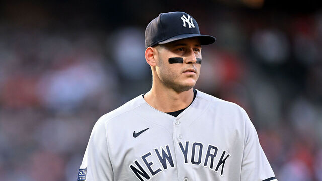 BALTIMORE, MARYLAND - JULY 30: Anthony Rizzo #48 of the New York Yankees plays first base against the Baltimore Orioles at Oriole Park at Camden Yards on July 30, 2023 in Baltimore, Maryland.