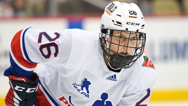 PITTSBURGH, PA - MARCH 12: Kendall Coyne Schofield #26 of Team United States looks on in the third period during the Rivalry Rematch against Canada at PPG PAINTS Arena on March 12, 2022 in Pittsburgh, Pennsylvania.