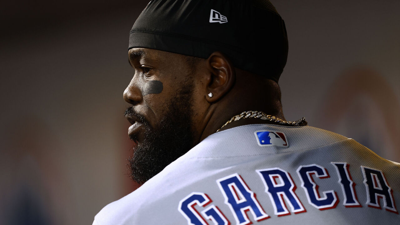 Rangers All-Star Garcia leaves after coming down hard trying to