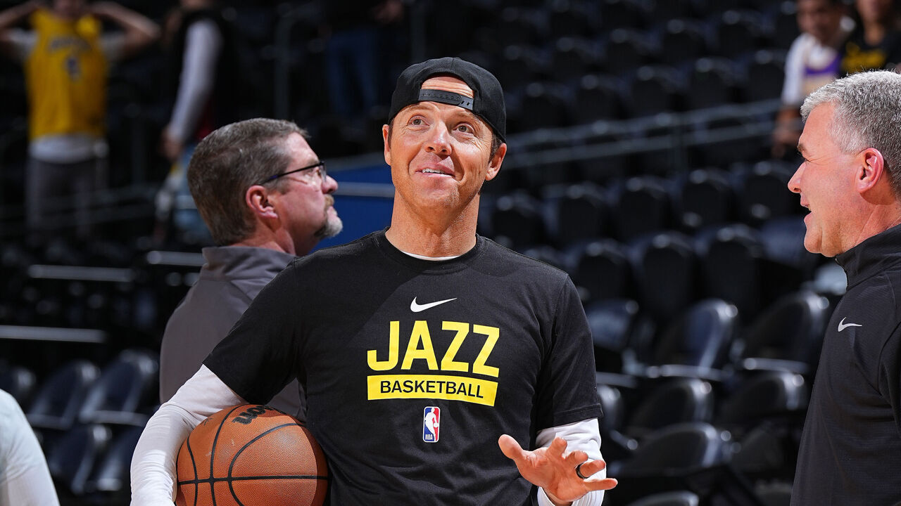 SALT LAKE CITY, UT - NOVEMBER 7: Ryan Smith of the Utah Jazz smiles before the game against the Los Angeles Lakers on November 7, 2022 at Vivint SmartHome Arena in Salt Lake City, Utah. Mandatory Copyright Notice: Copyright 2022 NBAE