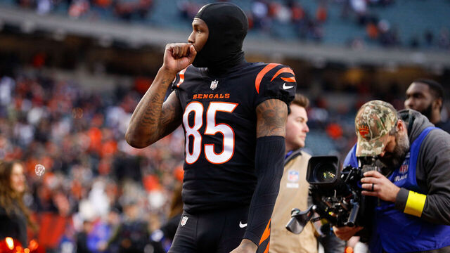CINCINNATI, OH - JANUARY 08: Cincinnati Bengals wide receiver Tee Higgins (85) walks off the field after the game against the Baltimore Ravens and the Cincinnati Bengals on January 8, 2023, at Paycor Stadium in Cincinnati, OH.