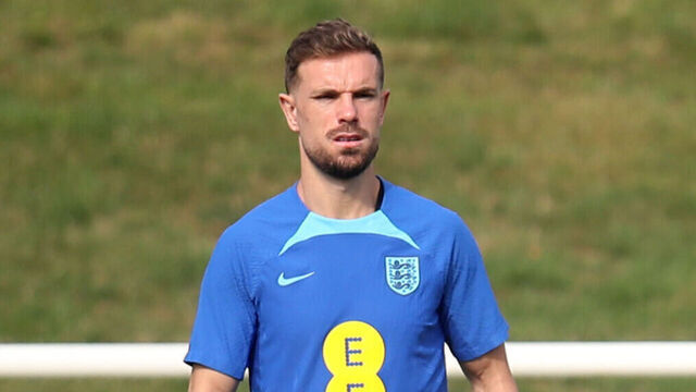 England's Jordan Henderson during a training session at St. George's Park, Burton upon Trent. Picture date: Friday September 8, 2023.