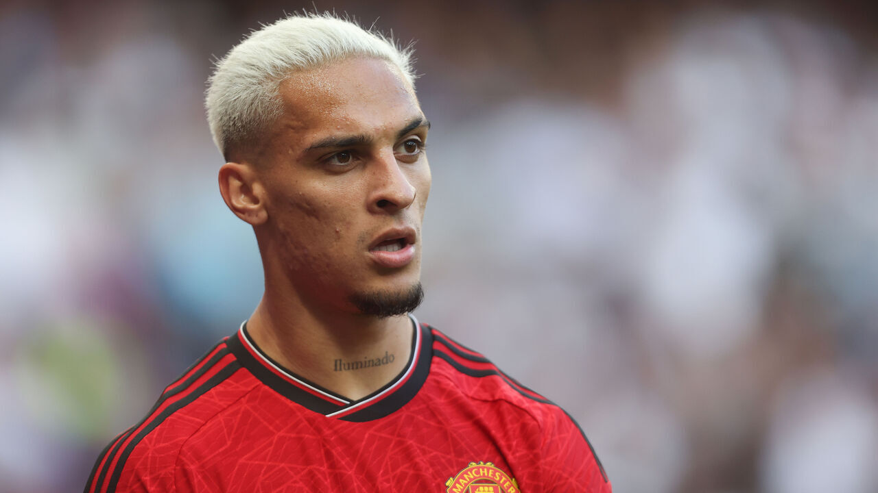LONDON, ENGLAND - AUGUST 19: Manchester United's Antony during the Premier League match between Tottenham Hotspur and Manchester United at Tottenham Hotspur Stadium on August 19, 2023 in London, England.