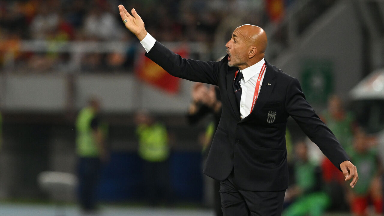 SKOPJE, MACEDONIA - SEPTEMBER 09: Head coach of Italy Luciano Spalletti reacts during the UEFA EURO 2024 European qualifier match between North Macedonia and Italy at National Arena Todor Proeski on September 09, 2023 in Skopje, Macedonia.