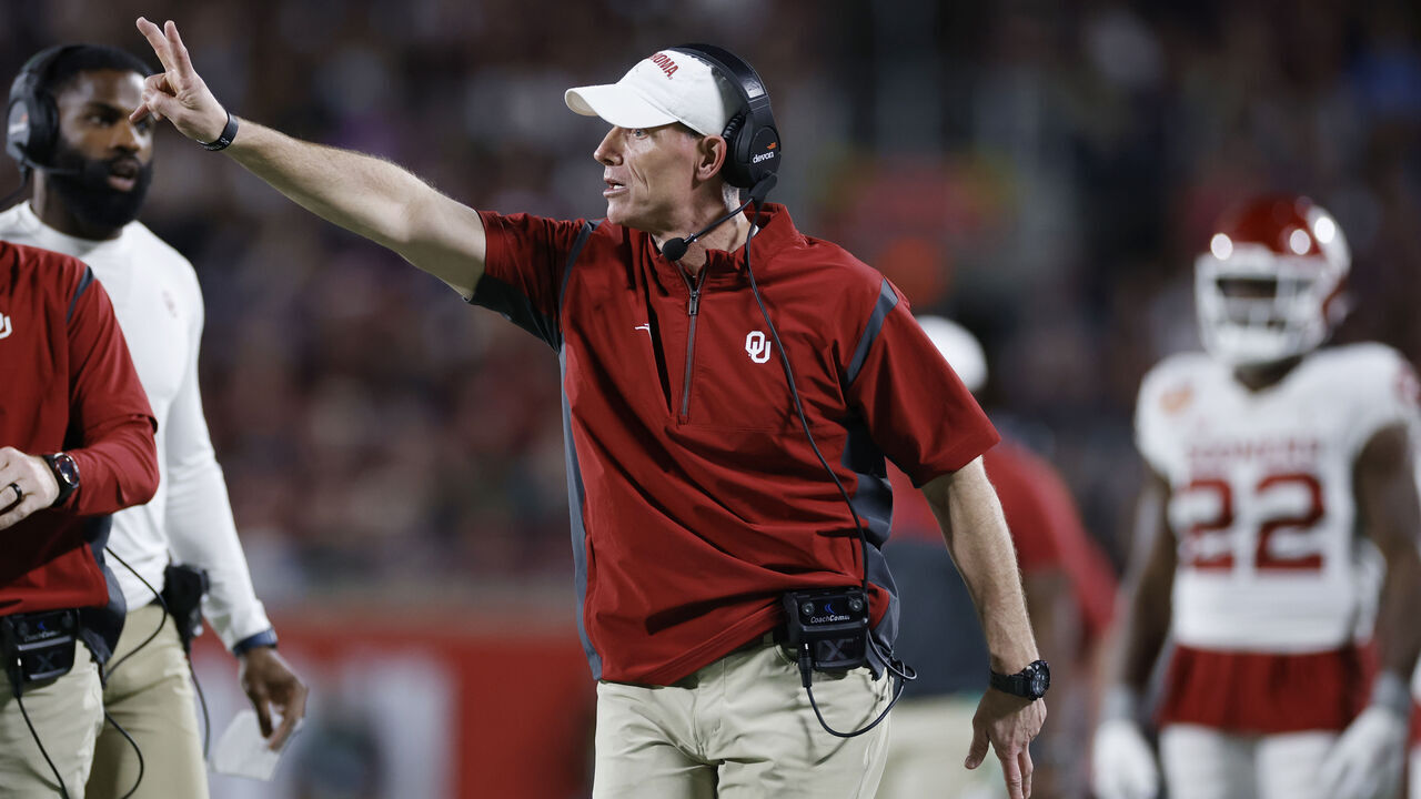 ORLANDO, FL - DECEMBER 29: Oklahoma Sooners head coach Brent Venables reacts during the Cheez-It Bowl against the Florida State Seminoles on December 29, 2022 at Camping World Stadium in Orlando, Florida.