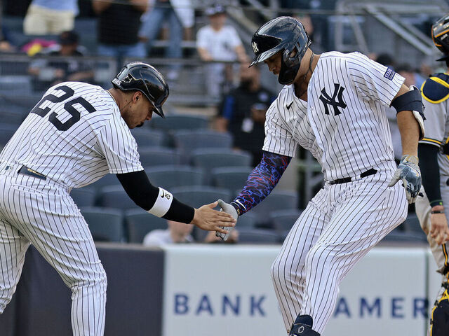 After being no-hit for 10 innings, Yankees beat Brewers in 13th on