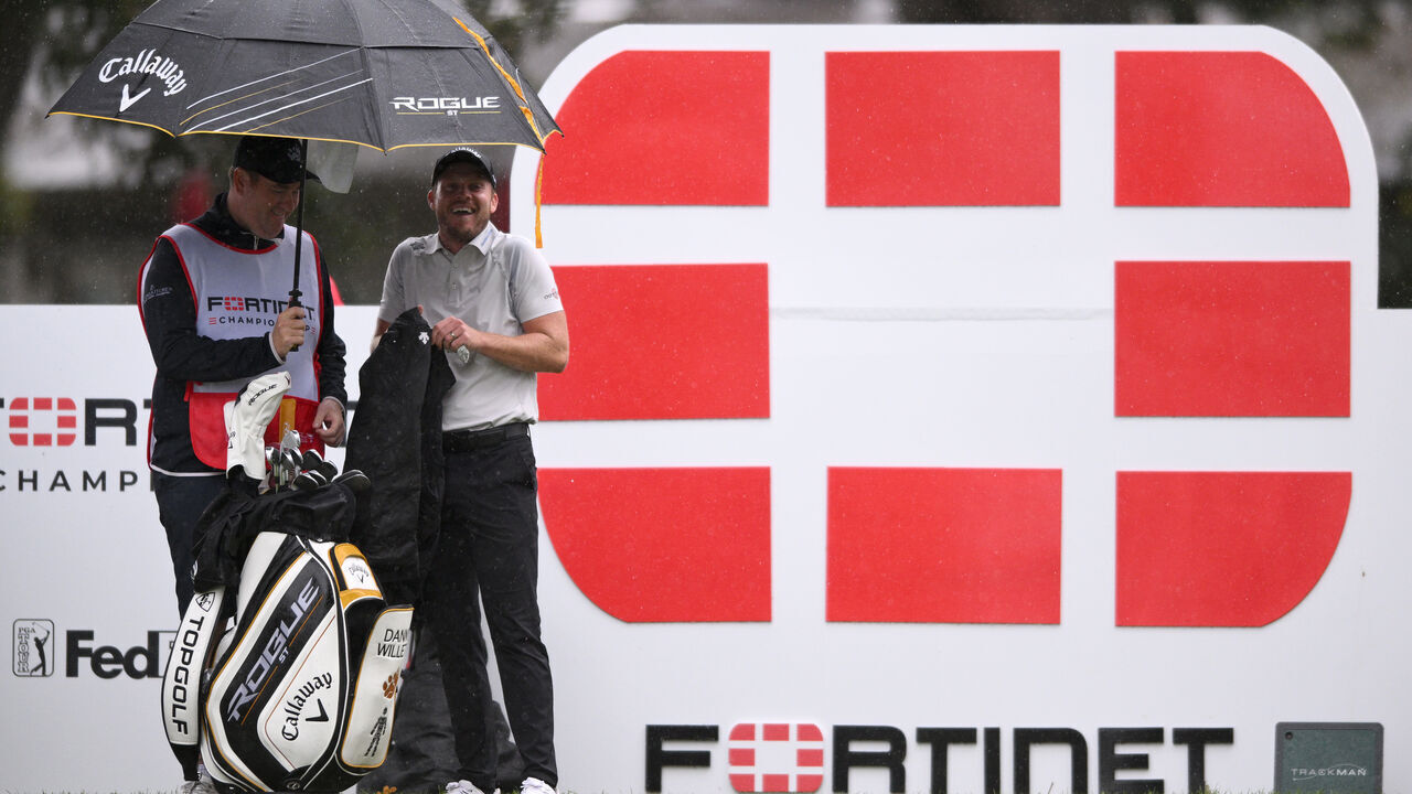 NAPA, CALIFORNIA - SEPTEMBER 18: Danny Willett of England laughs on the 18th hole during the final round of the Fortinet Championship at Silverado Resort and Spa North course on September 18, 2022 in Napa, California.
