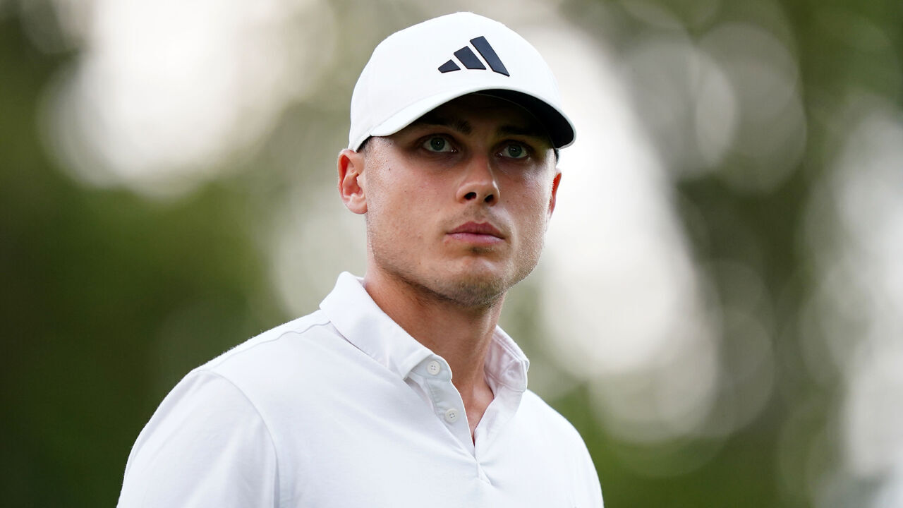 Ludvig Åberg on the 2nd during day two of the 2023 BMW PGA Championship at Wentworth Golf Club in Virginia Water, Surrey. Picture date: Friday September 15, 2023.