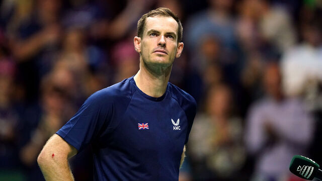 Great Britain's Andy Murray is interviewed on court after beating Switzerland's Leandro Riedi (not pictured) during the Davis Cup group stage match at the AO Arena, Manchester. Picture date: Friday September 15, 2023.