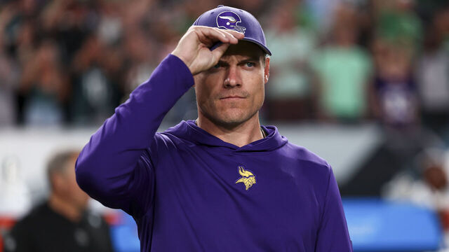 PHILADELPHIA, PA - SEPTEMBER 14: Head coach Kevin O'Connell of the Minnesota Vikings stands on the sidelines prior to an NFL football game against the Philadelphia Eagles at Lincoln Financial Field on September 14, 2023 in Philadelphia, Pennsylvania.
