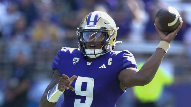 SEATTLE, WA - SEPTEMBER 09: Washington (#9) QB Michael Penix Jr during a college football game between the Washington Huskies and the Tulsa Golden Hurricane on September 09, 2023 at Husky Stadium in Seattle, WA.