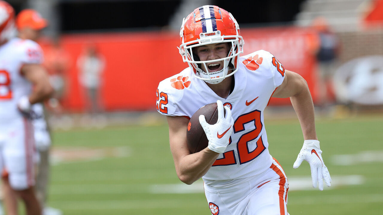 CLEMSON, SC - APRIL 15: Clemson Tigers wide receiver Cole Turner during the Clemson Tigers Orange and White annual inner squad college football game played on April 15, 2023 at Clemson Memorial Stadium in Clemson, S.C.