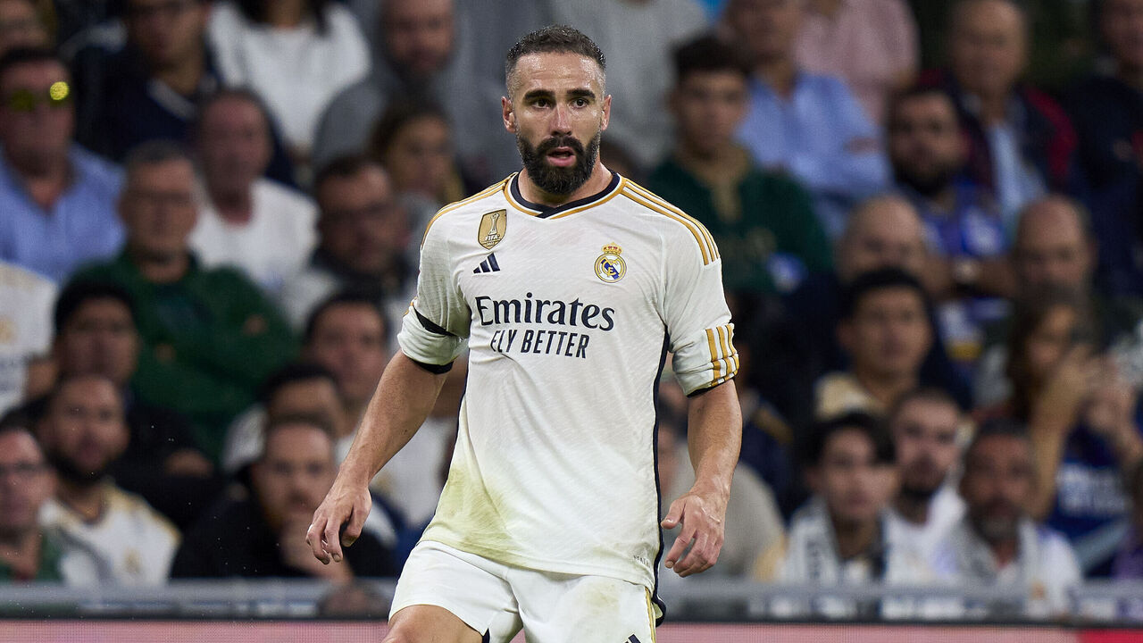 MADRID, SPAIN - SEPTEMBER 17: Daniel Carvajal of Real Madrid CF looks on during the LaLiga EA Sports match between Real Madrid CF and Real Sociedad at Estadio Santiago Bernabeu on September 17, 2023 in Madrid, Spain.
