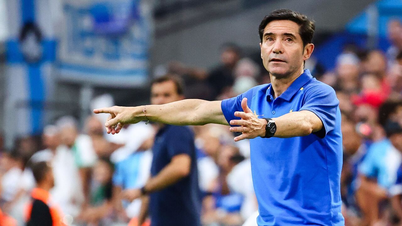 Marseille's Spanish head coach Marcelino Garcia Toral gestures during the French L1 football match between Olympique Marseille (OM) and Toulouse FC at Stade Velodrome in Marseille, southern France on September 17, 2023.
