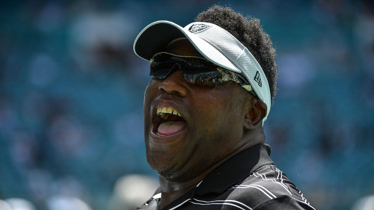 MIAMI, FL - SEPTEMBER 23: Warren Sapp attends the game between the Miami Dolphins and the Oakland Raiders at Hard Rock Stadium on September 23, 2018 in Miami, Florida.